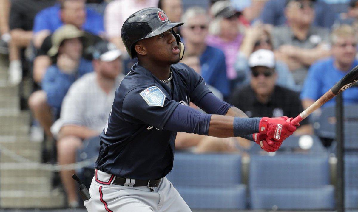 Ronald Acuna has been lighting up spring training and bringing attention and hype upon himself (Courtesy of Twitter).