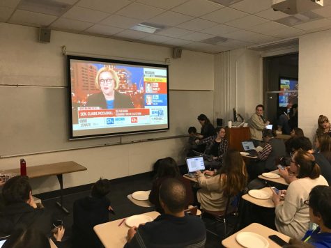 Students gathered at watch parties on campus held by College Democrats and USG (Kevin Stoltenborg/The Fordham Ram).