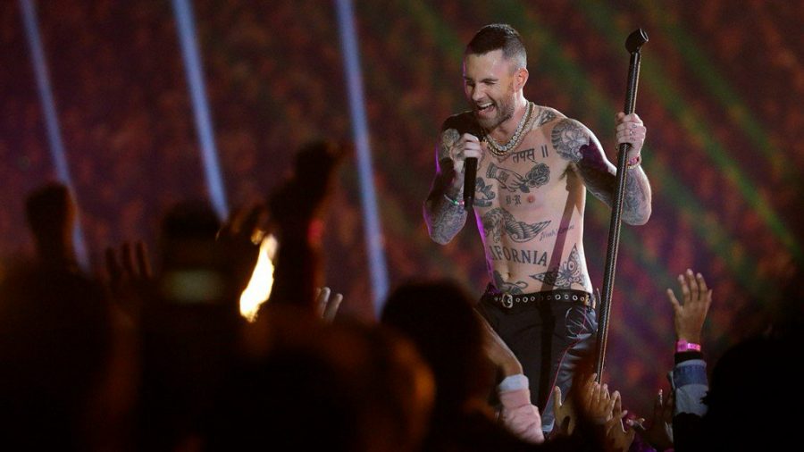Adam+Levine+Preforms+at+the+2019+Super+Bowl.+%28Twitter%29