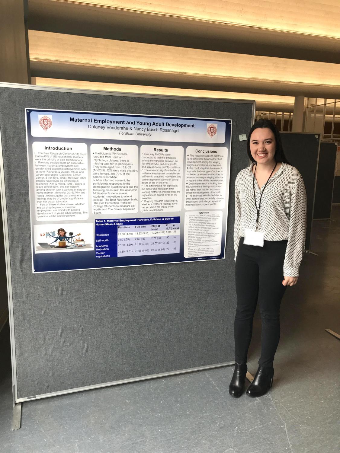 Dalaney Vonderahe presented her research project about the effects of working versus stay-at-home mothers on child development. (Courtesy of Dalaney Vonderahe)