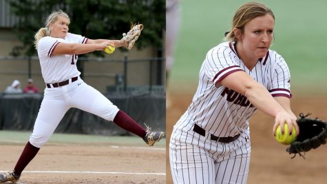 Devon Miller (left) and Madie Aughinbaugh (right) have emerged as top pitchers for Fordham Softball in the early part of the season. (Courtesy of Fordham Athletics)