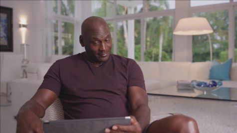 Michael Jordan (above) watches video of Isiah Thomas. This became the leading meme from Sunday night