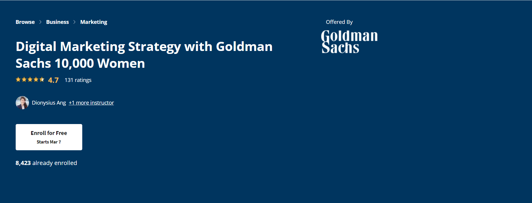 Digital Marketing Strategy with Goldman Sachs 10,000 Women