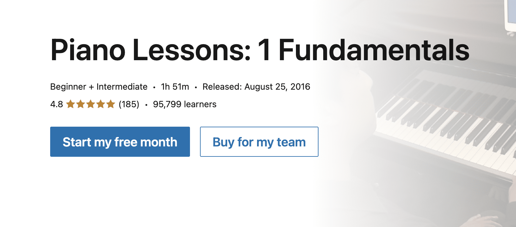 Piano Lessons Fundamentals by LinkedIn Learning 
