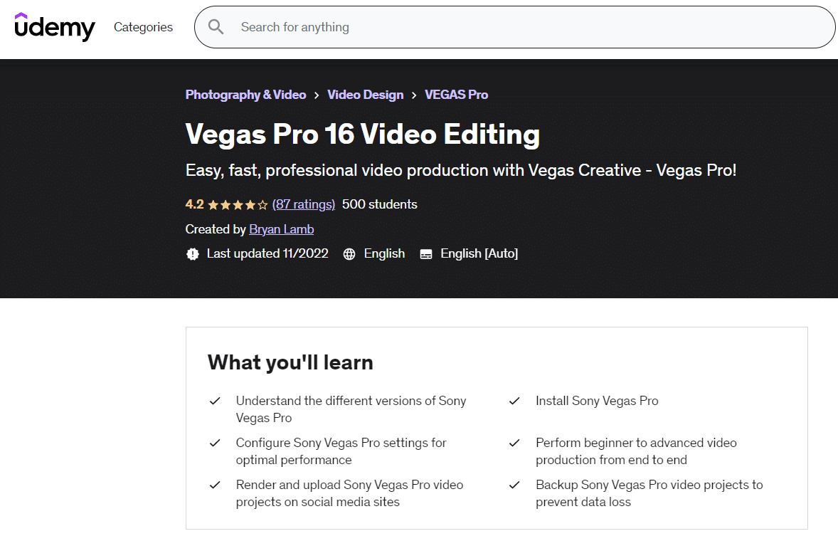 Vegas Pro 16 Video Editing
